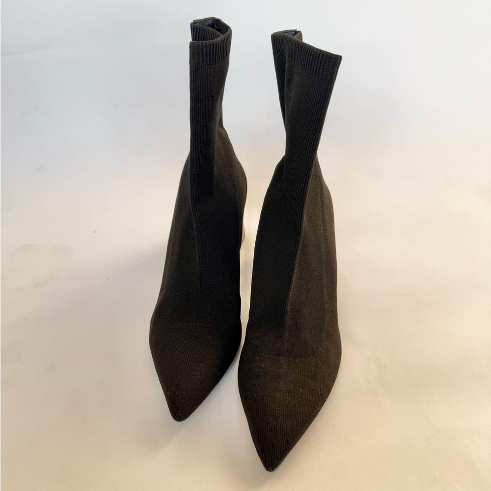 Zara Sock Boots, size 40, Black with shiny Brass heel